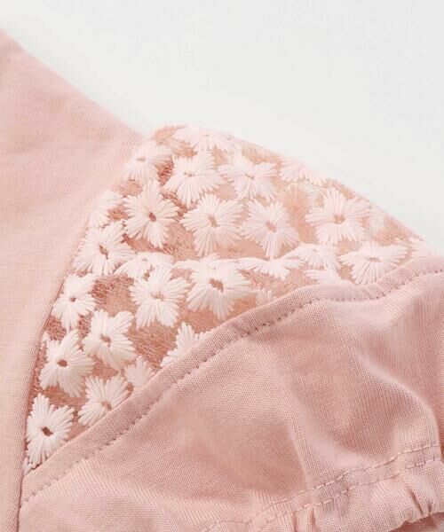 BeBe Petits Pois Vert / ベベ プチ ポワ ヴェール Tシャツ | 袖花オーガンジー切り替えトップス(95~160cm) | 詳細12