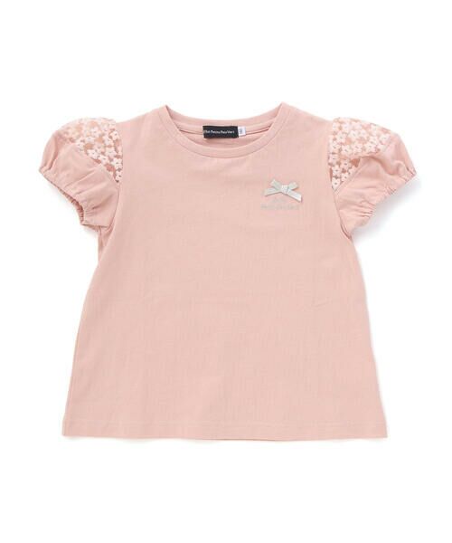 BeBe Petits Pois Vert / ベベ プチ ポワ ヴェール Tシャツ | 袖花オーガンジー切り替えトップス(95~160cm) | 詳細7