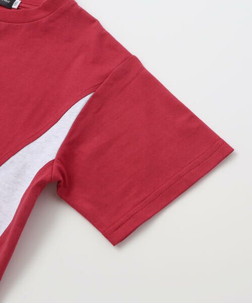 BeBe Petits Pois Vert / ベベ プチ ポワ ヴェール Tシャツ | ダイナミック斜め切り替えロゴTシャツ(95~150cm) | 詳細10