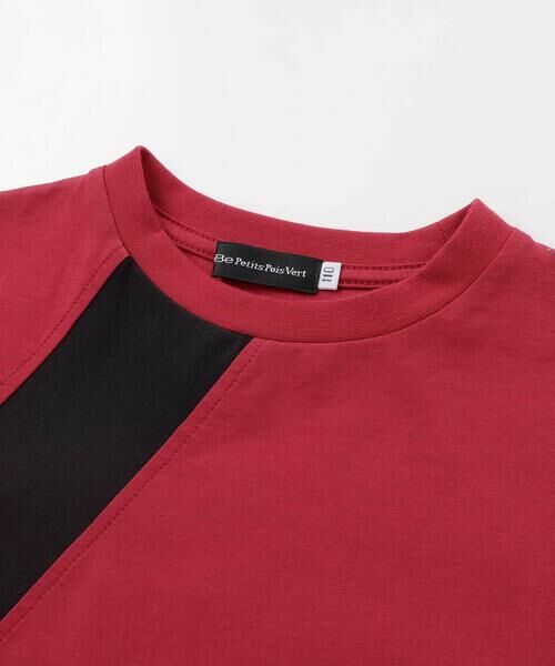 BeBe Petits Pois Vert / ベベ プチ ポワ ヴェール Tシャツ | ダイナミック斜め切り替えロゴTシャツ(95~150cm) | 詳細6