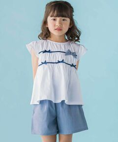 BeBe Petits Pois Vert / ベベ プチ ポワ ヴェール その他トップス | 【店舗限定】リボントップス＋キュロットパンツセットアップ(95〜150cm)