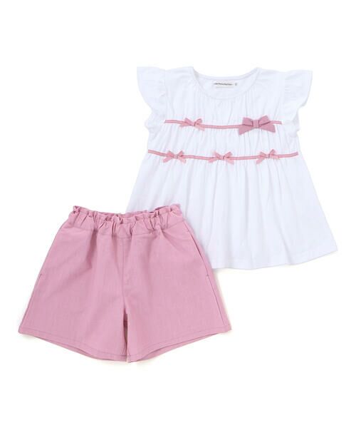 BeBe Petits Pois Vert / ベベ プチ ポワ ヴェール その他トップス | 【店舗限定】リボントップス＋キュロットパンツセットアップ(95〜150cm) | 詳細3