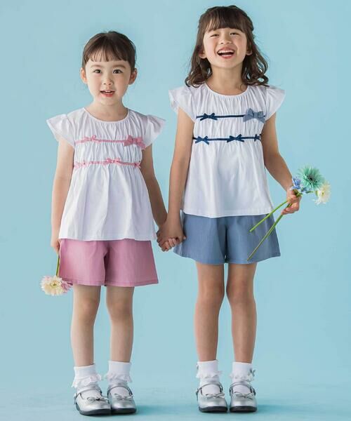 BeBe Petits Pois Vert / ベベ プチ ポワ ヴェール その他トップス | 【店舗限定】リボントップス＋キュロットパンツセットアップ(95〜150cm) | 詳細8