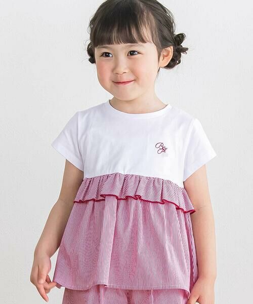 BeBe Petits Pois Vert / ベベ プチ ポワ ヴェール その他トップス | 【店舗限定】ストライプ切り替えトップス＋ショートパンツセットアップ(95〜150cm) | 詳細2