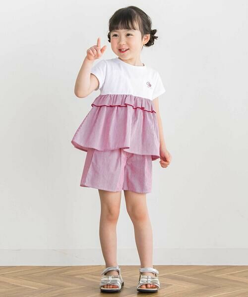 BeBe Petits Pois Vert / ベベ プチ ポワ ヴェール その他トップス | 【店舗限定】ストライプ切り替えトップス＋ショートパンツセットアップ(95〜150cm) | 詳細3