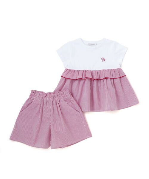BeBe Petits Pois Vert / ベベ プチ ポワ ヴェール その他トップス | 【店舗限定】ストライプ切り替えトップス＋ショートパンツセットアップ(95〜150cm) | 詳細4