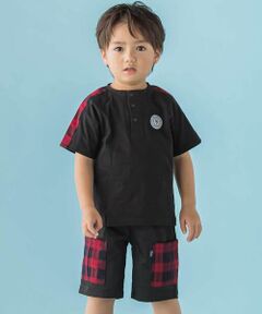 BeBe Petits Pois Vert / ベベ プチ ポワ ヴェール その他トップス | 【店舗限定】チェック切り替えトップス＋ショートパンツセットアップ(95〜150cm)