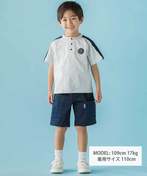BeBe Petits Pois Vert / ベベ プチ ポワ ヴェール その他トップス | 【店舗限定】チェック切り替えトップス＋ショートパンツセットアップ(95〜150cm) | 詳細1