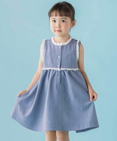 BeBe Petits Pois Vert / ベベ プチ ポワ ヴェール ミニ丈・ひざ丈ワンピース | 【店舗限定】レースフレアジャンパースカート(95〜150cm)