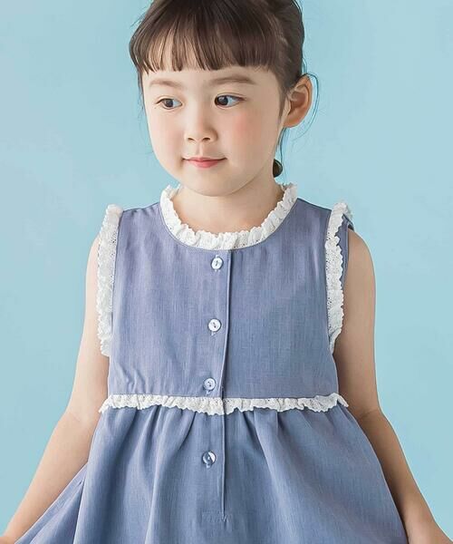 BeBe Petits Pois Vert / ベベ プチ ポワ ヴェール ミニ丈・ひざ丈ワンピース | 【店舗限定】レースフレアジャンパースカート(95〜150cm) | 詳細12