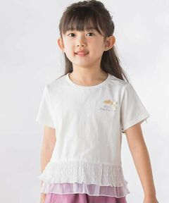 BeBe Petits Pois Vert / ベベ プチ ポワ ヴェール Tシャツ | 【店舗限定】切り替え天竺フリル半袖Tシャツ(95〜160cm)