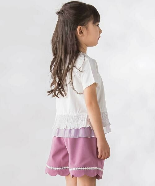 BeBe Petits Pois Vert / ベベ プチ ポワ ヴェール Tシャツ | 【店舗限定】切り替え天竺フリル半袖Tシャツ(95〜160cm) | 詳細2