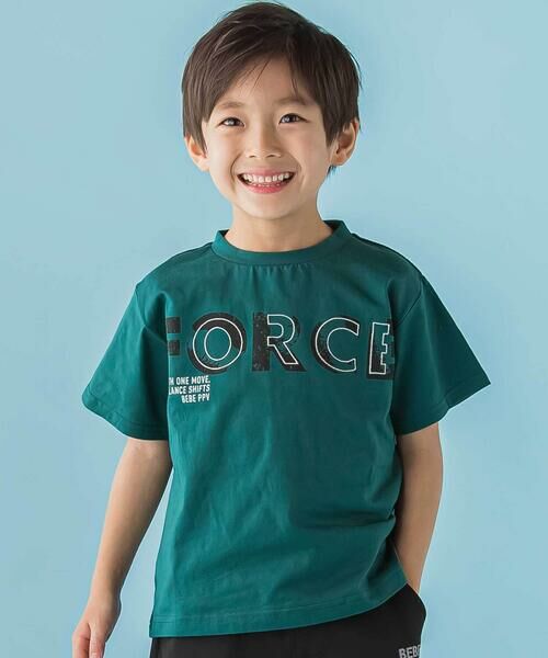 BeBe Petits Pois Vert / ベベ プチ ポワ ヴェール Tシャツ | 【店舗限定】FORCEグラフィック天竺半袖Tシャツ(95〜150cm)（グリーン）