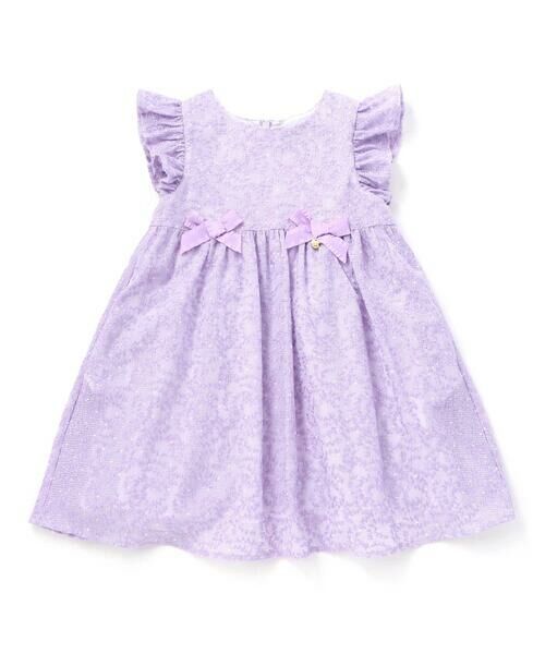BeBe Petits Pois Vert / ベベ プチ ポワ ヴェール ミニ丈・ひざ丈ワンピース | 刺しゅうワンピース(95~150cm)（パープル）