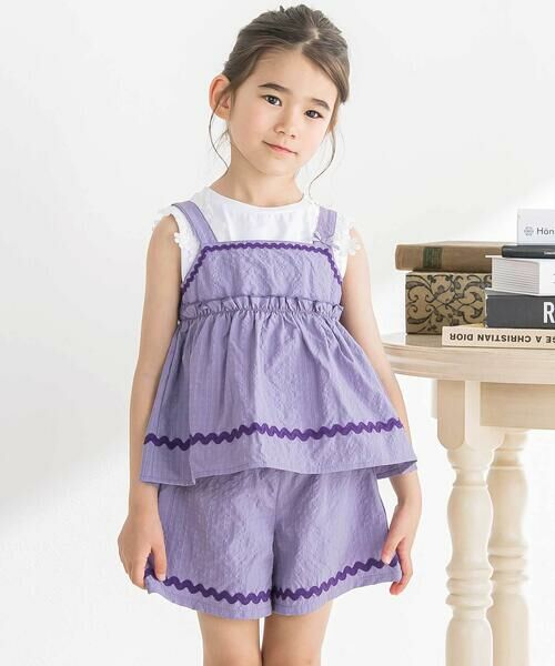 BeBe Petits Pois Vert / ベベ プチ ポワ ヴェール その他トップス | ナミテープ チュニック＆パンツセット(95~150cm)（パープル）