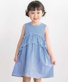 BeBe Petits Pois Vert / ベベ プチ ポワ ヴェール ミニ丈・ひざ丈ワンピース | 【店舗限定】ストライプアシンメトリーワンピース(95〜160cm)