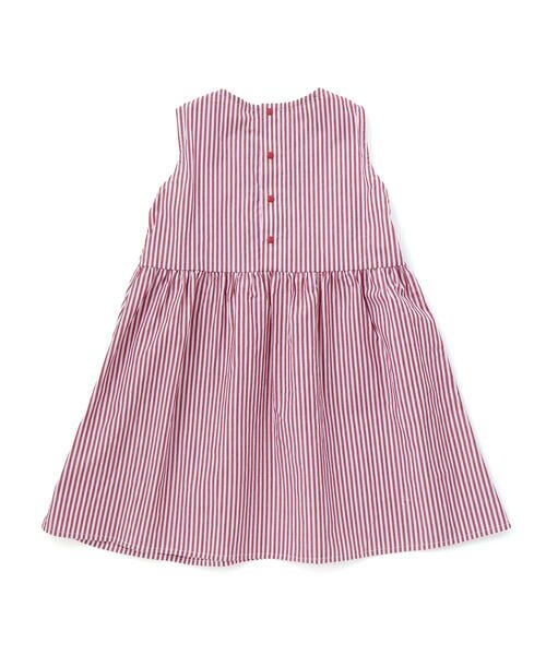 BeBe Petits Pois Vert / ベベ プチ ポワ ヴェール ミニ丈・ひざ丈ワンピース | 【店舗限定】ストライプアシンメトリーワンピース(95〜160cm) | 詳細1