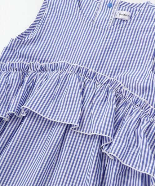 BeBe Petits Pois Vert / ベベ プチ ポワ ヴェール ミニ丈・ひざ丈ワンピース | 【店舗限定】ストライプアシンメトリーワンピース(95〜160cm) | 詳細12