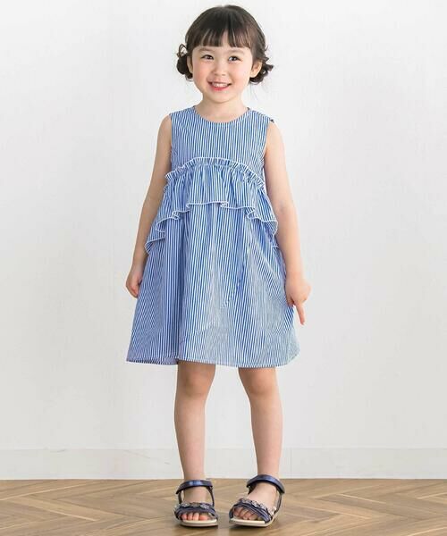 BeBe Petits Pois Vert / ベベ プチ ポワ ヴェール ミニ丈・ひざ丈ワンピース | 【店舗限定】ストライプアシンメトリーワンピース(95〜160cm) | 詳細5