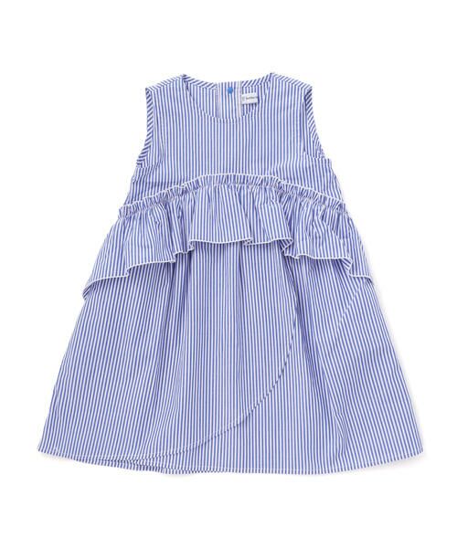 BeBe Petits Pois Vert / ベベ プチ ポワ ヴェール ミニ丈・ひざ丈ワンピース | 【店舗限定】ストライプアシンメトリーワンピース(95〜160cm) | 詳細8