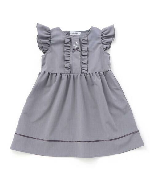 BeBe Petits Pois Vert / ベベ プチ ポワ ヴェール ミニ丈・ひざ丈ワンピース | 【店舗限定】フリルスリーブワンピース(95~150cm)（ブラック系）