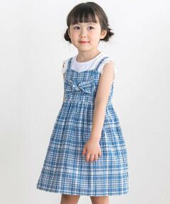 BeBe Petits Pois Vert / ベベ プチ ポワ ヴェール ミニ丈・ひざ丈ワンピース | 【店舗限定】チェックリボンワンピース(95~150cm)