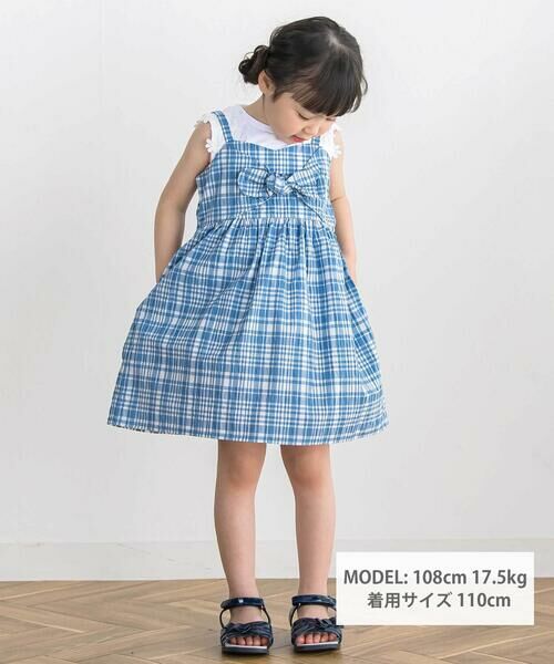 BeBe Petits Pois Vert / ベベ プチ ポワ ヴェール ミニ丈・ひざ丈ワンピース | 【店舗限定】チェックリボンワンピース(95~150cm) | 詳細8
