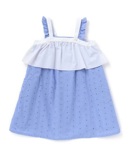 BeBe Petits Pois Vert / ベベ プチ ポワ ヴェール ミニ丈・ひざ丈ワンピース | 【店舗限定】レースワンピース＋ビスチェセット(95~160cm)（ブルー系）