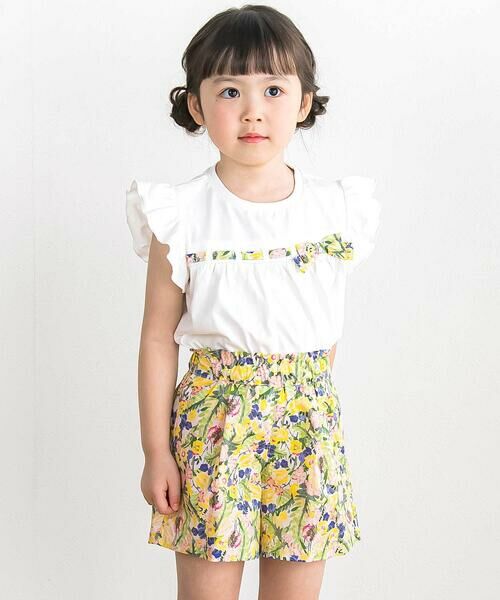 BeBe Petits Pois Vert / ベベ プチ ポワ ヴェール その他トップス | 【店舗限定】フラワーリボンフリルトップス＆ショートパンツセット(95〜150cm) | 詳細2