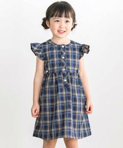 BeBe Petits Pois Vert / ベベ プチ ポワ ヴェール ミニ丈・ひざ丈ワンピース | 【店舗限定】【お揃い】クラシカルチェック柄フリルワンピース(95〜150cm)