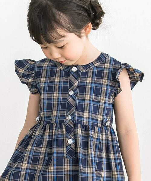 BeBe Petits Pois Vert / ベベ プチ ポワ ヴェール ミニ丈・ひざ丈ワンピース | 【店舗限定】【お揃い】クラシカルチェック柄フリルワンピース(95〜150cm) | 詳細2