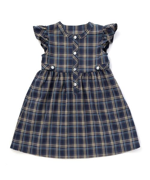 BeBe Petits Pois Vert / ベベ プチ ポワ ヴェール ミニ丈・ひざ丈ワンピース | 【店舗限定】【お揃い】クラシカルチェック柄フリルワンピース(95〜150cm) | 詳細3