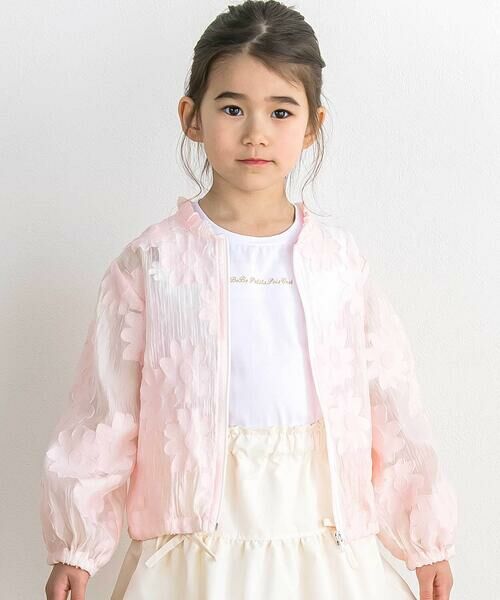 BeBe Petits Pois Vert / ベベ プチ ポワ ヴェール ブルゾン | 【店舗限定】花柄シアーライトブルゾン(95〜160cm)(ピンク)
