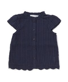 BeBe Petits Pois Vert / ベベ プチ ポワ ヴェール シャツ・ブラウス | 【店舗限定】立体ストライプ裾スカラップブラウス(95〜150cm)