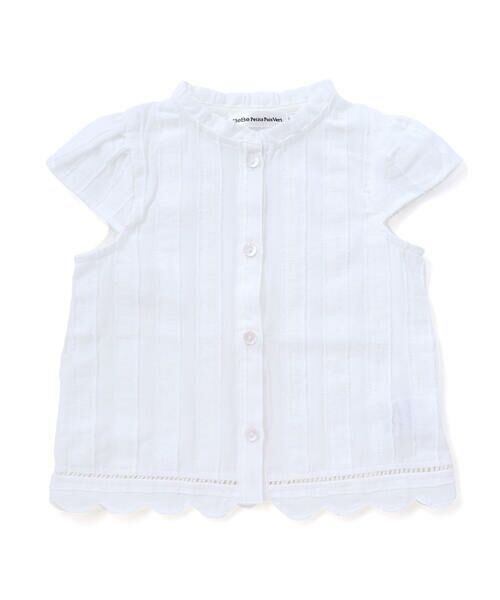 BeBe Petits Pois Vert / ベベ プチ ポワ ヴェール シャツ・ブラウス | 【店舗限定】立体ストライプ裾スカラップブラウス(95〜150cm) | 詳細5