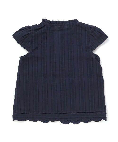 BeBe Petits Pois Vert / ベベ プチ ポワ ヴェール シャツ・ブラウス | 【店舗限定】立体ストライプ裾スカラップブラウス(95〜150cm) | 詳細9