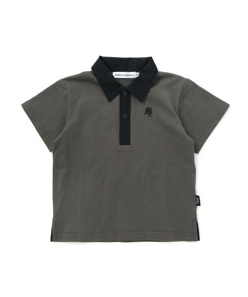 BeBe Petits Pois Vert / ベベ プチ ポワ ヴェール ポロシャツ | 【店舗限定】立体ワンポイントプリント 半袖天竺ポロシャツ(95〜150cm)（ブラック系）