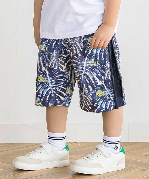 BeBe Petits Pois Vert / ベベ プチ ポワ ヴェール ショート・ハーフ・半端丈パンツ | 【店舗限定】ボタニカル柄 ハーフパンツ(95〜150cm)（ネイビー系）