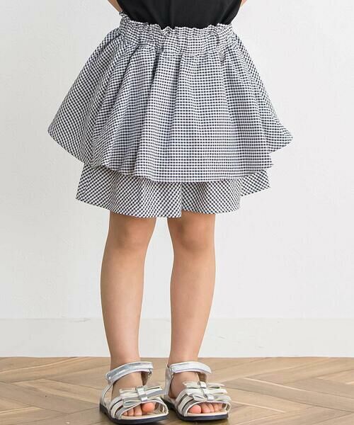 BeBe Petits Pois Vert / ベベ プチ ポワ ヴェール ショート・ハーフ・半端丈パンツ | 【店舗限定】チェックキュロットパンツ(95~150cm)（ブラック系）