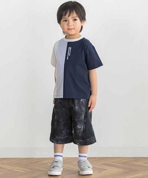 BeBe Petits Pois Vert / ベベ プチ ポワ ヴェール ショート・ハーフ・半端丈パンツ | 【店舗限定】タイダイ無地タフタ切り替えショートパンツ(100~150cm) | 詳細2