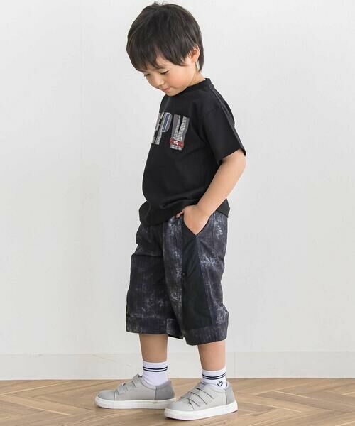 BeBe Petits Pois Vert / ベベ プチ ポワ ヴェール ショート・ハーフ・半端丈パンツ | 【店舗限定】タイダイ無地タフタ切り替えショートパンツ(100~150cm) | 詳細4