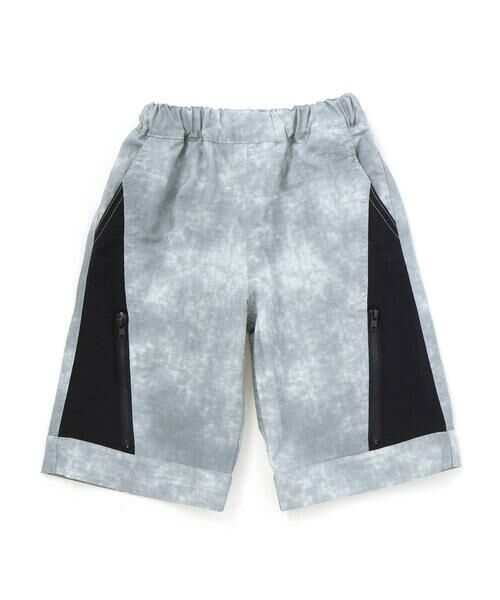 BeBe Petits Pois Vert / ベベ プチ ポワ ヴェール ショート・ハーフ・半端丈パンツ | 【店舗限定】タイダイ無地タフタ切り替えショートパンツ(100~150cm)（ブルー系）