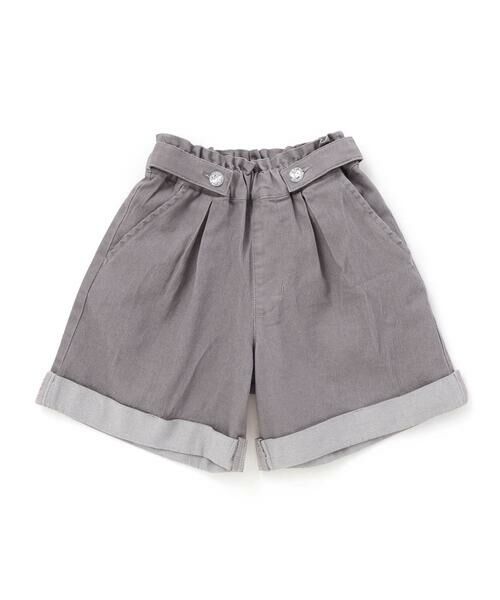 BeBe Petits Pois Vert / ベベ プチ ポワ ヴェール ショート・ハーフ・半端丈パンツ | 【店舗限定】裾折り返しデニムショートパンツ(95~160cm)（グレー）