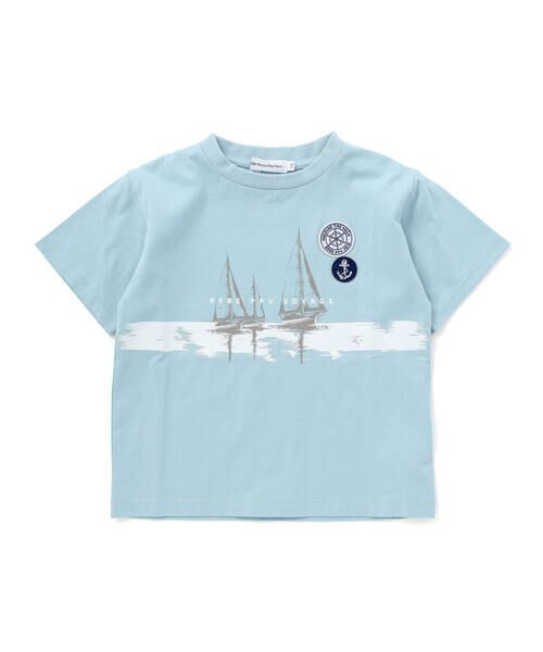 BeBe Petits Pois Vert / ベベ プチ ポワ ヴェール Tシャツ | 【店舗限定】マリンモチーフ プリントTシャツ(100〜150cm)（ブルー）