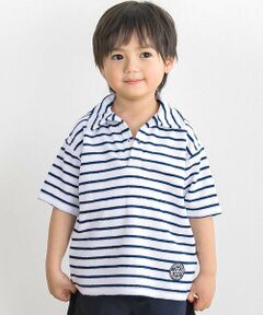 BeBe Petits Pois Vert / ベベ プチ ポワ ヴェール Tシャツ | 【店舗限定】ボーダーデザイン パイルポロシャツ(100〜150cm)