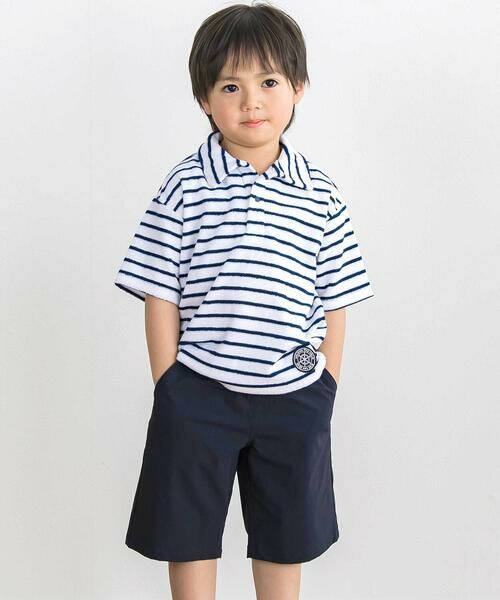 BeBe Petits Pois Vert / ベベ プチ ポワ ヴェール Tシャツ | 【店舗限定】ボーダーデザイン パイルポロシャツ(100〜150cm) | 詳細2