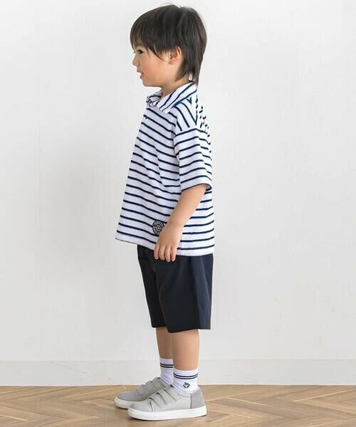 BeBe Petits Pois Vert / ベベ プチ ポワ ヴェール Tシャツ | 【店舗限定】ボーダーデザイン パイルポロシャツ(100〜150cm) | 詳細3