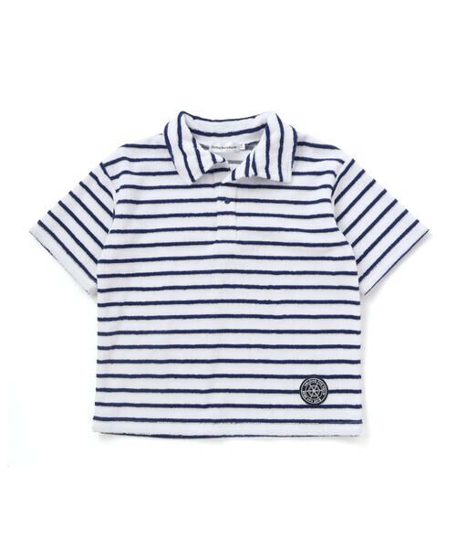 BeBe Petits Pois Vert / ベベ プチ ポワ ヴェール Tシャツ | 【店舗限定】ボーダーデザイン パイルポロシャツ(100〜150cm) | 詳細4