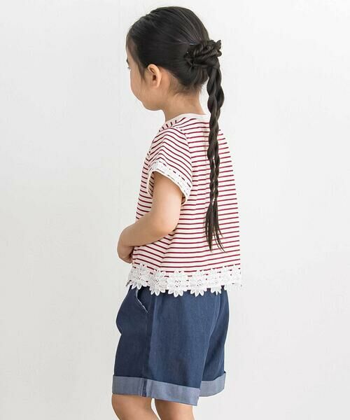 BeBe Petits Pois Vert / ベベ プチ ポワ ヴェール Tシャツ | 【店舗限定】ボーダー花レースTシャツ(95~160cm) | 詳細3