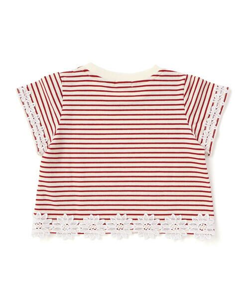 BeBe Petits Pois Vert / ベベ プチ ポワ ヴェール Tシャツ | 【店舗限定】ボーダー花レースTシャツ(95~160cm) | 詳細5